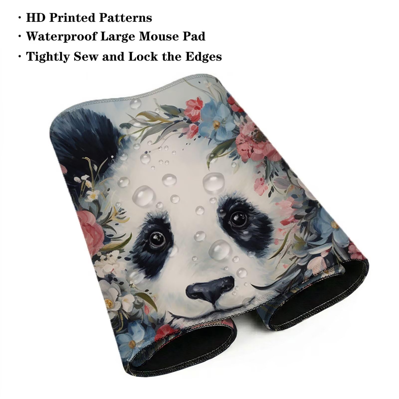 Sottomano Scrivania Grande 1200 x 600 x 3 mm Panda Gigante Tappetino Tastiera Computer con Base Antiscivolo e Bordi Cuciti, Protezione Impermeabile, per Lavoro, Casa e PC Gamer, Regali (Fiore) L-x1539