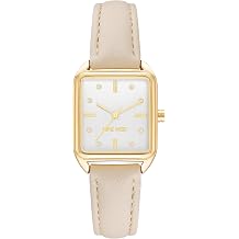 Nine West Womens Glitter Accented Dial Strap Watch