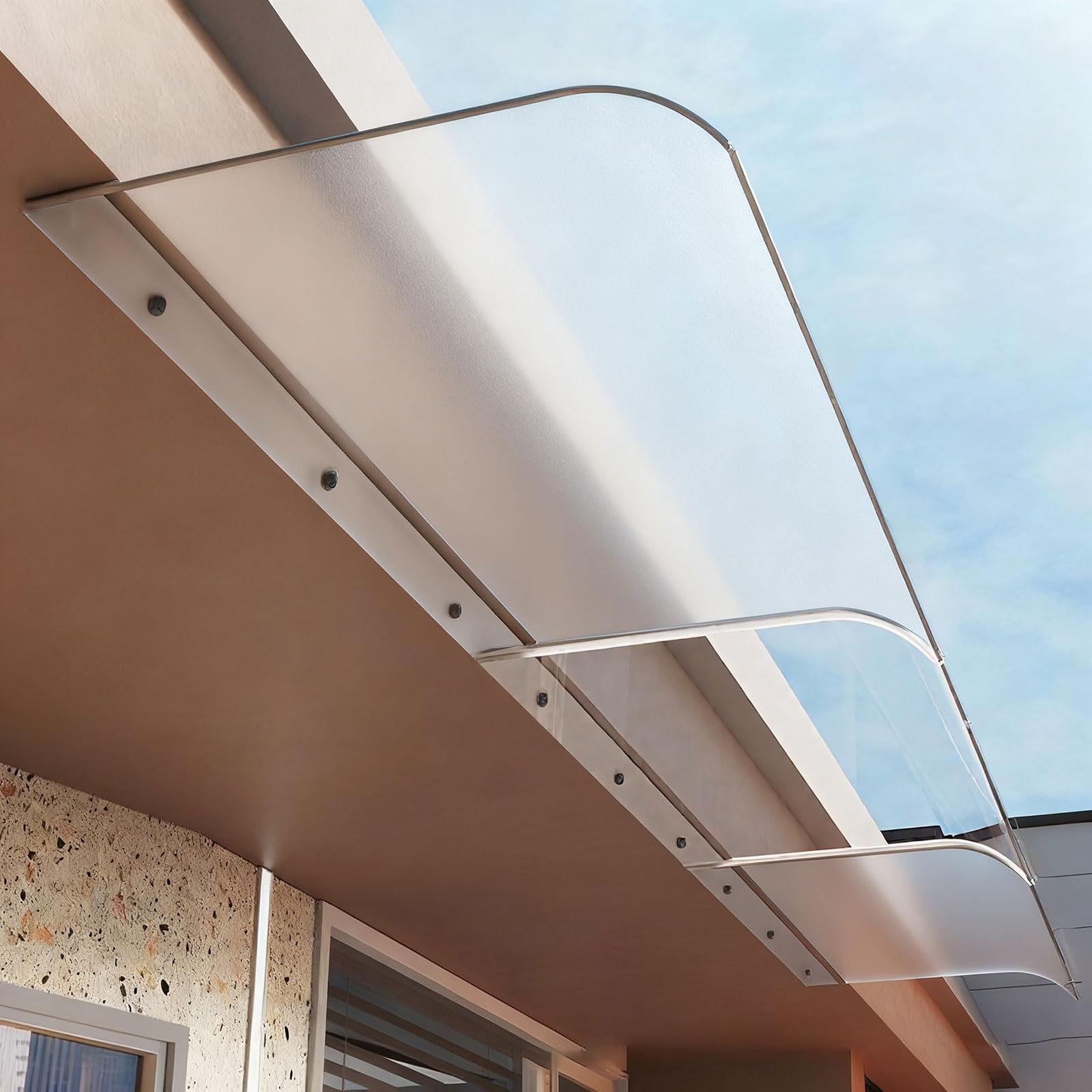 Auvent d'extérieur en polycarbonate extensible pour terrasse et porte
