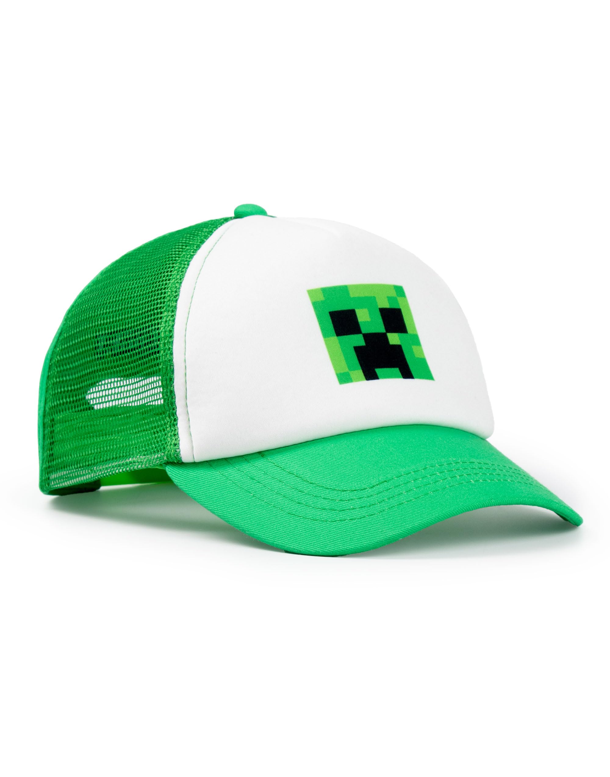 Minecraft Boys Green Creeper Creeper Green Snapback Cap | Adjustable Mesh Back Hat For | Kids Minecrafters Gaming Headwear Merchandise | Curved Peak Baseball Cap For Children Merch