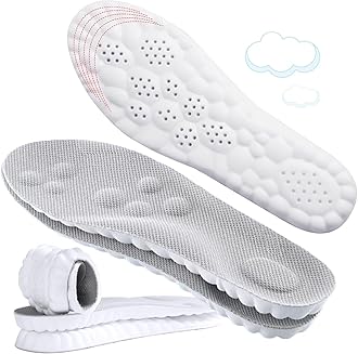 4D Cloud-Like Comfort Soles for Men - Soft Memory Foam Cushioning Insoles - Trim to Fit Steppers Insoles with Arch Support for Foot Pain Relief and Fatigue Reduction (Gray, US M 9-12.5)