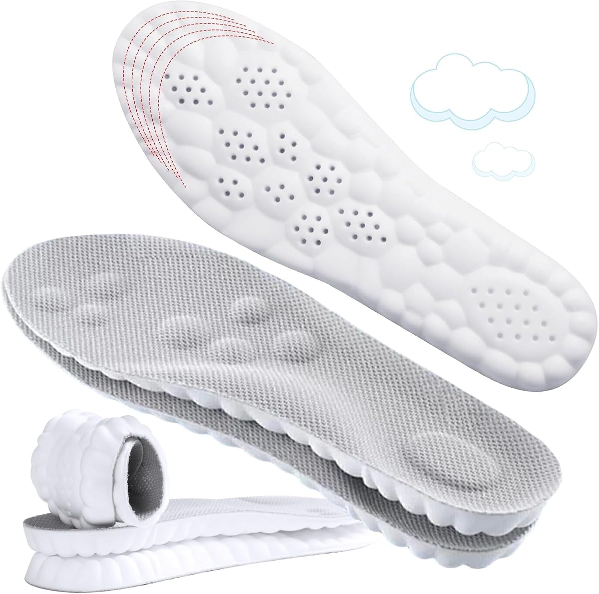 Purabelle Memory Foam Shoe Insoles, Elastic Shock Absorbing Height Increasing
