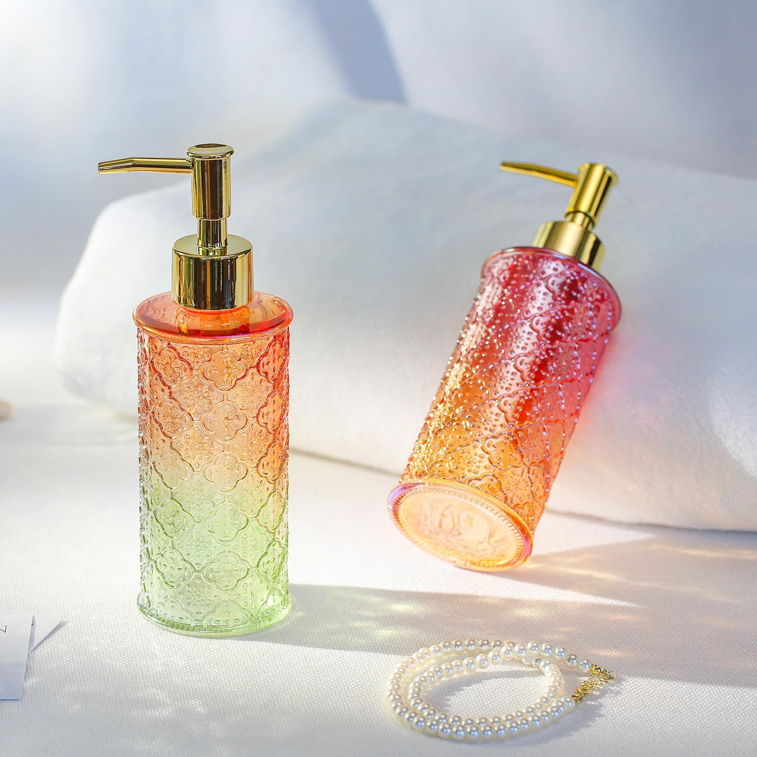 Soap Dispenser with Pump, Refillable Liquid Hand Soap Dish Soap Dispensers for Bathroom Counter, Kitchen Sink (OrangeGreen) - Image 6