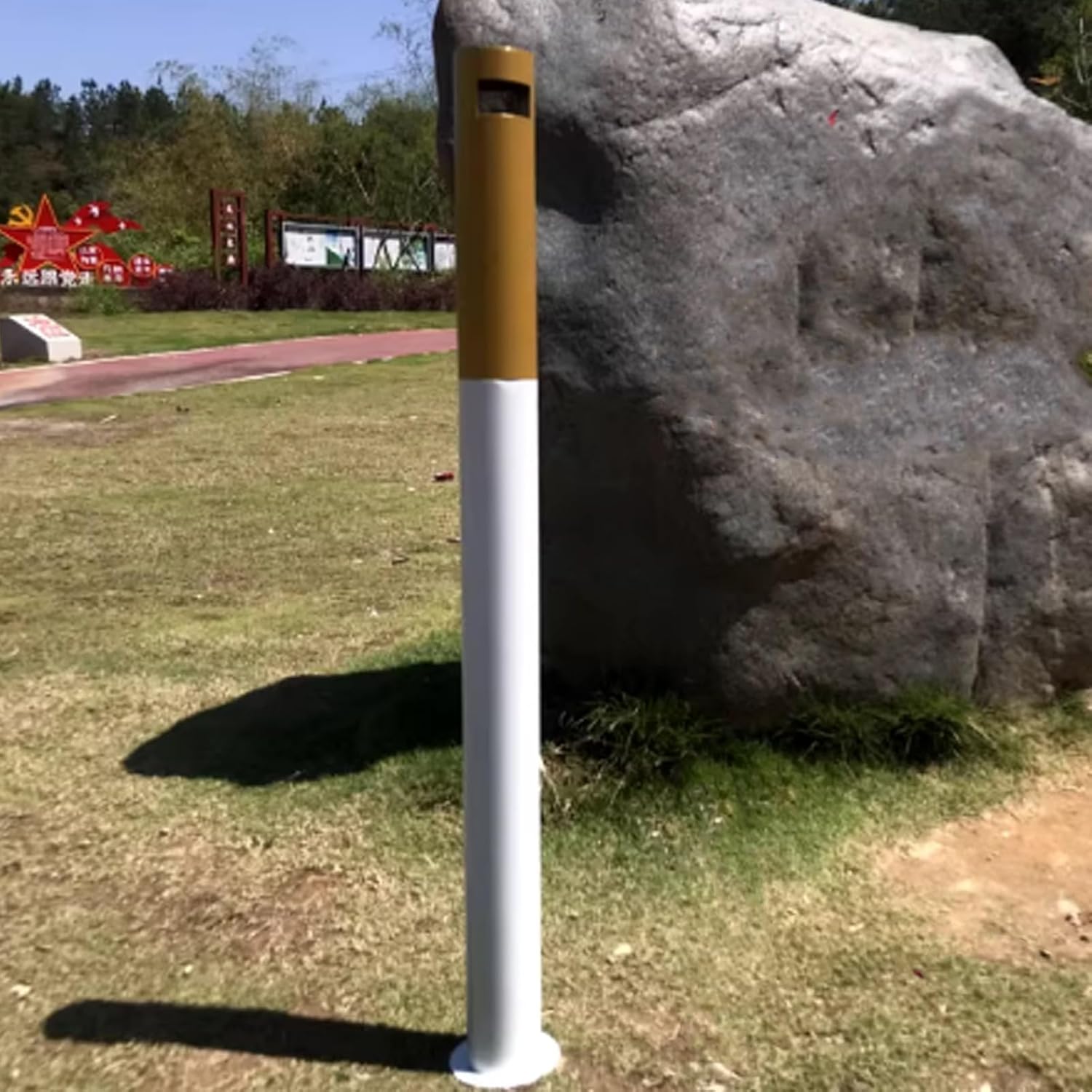 Metal Standing Ashtray Cigarette Butt Receptacle, Metal Cigarette Disposal Container for Backyard Commercial(Brown)