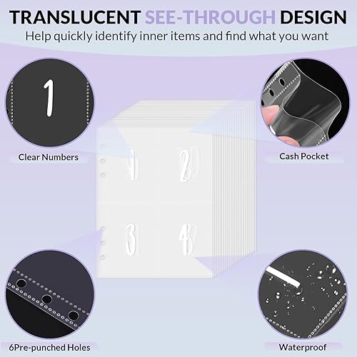 Miniatura 4 de Carpeta de desafíos de ahorro de dinero de 100 sobres, carpeta de presupuesto A5 para ahorrar dinero con sobres de efectivo, libro de desafíos de