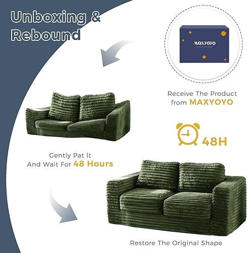 Miniatura 84 de MAXYOYO Puf gigante para adultos, sofá tapizado de suelo con almohadas y reposabrazos, puf grande de felpa, sofá para dormitorio, sala de estar,