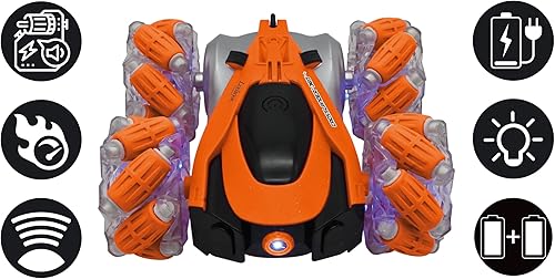 Miniatura 3 de LEXiBOOK - Crosslander Coche de control de radio que brilla en la oscuridad, control remoto, recargable, juego de acción electrónico, naranja/negro,