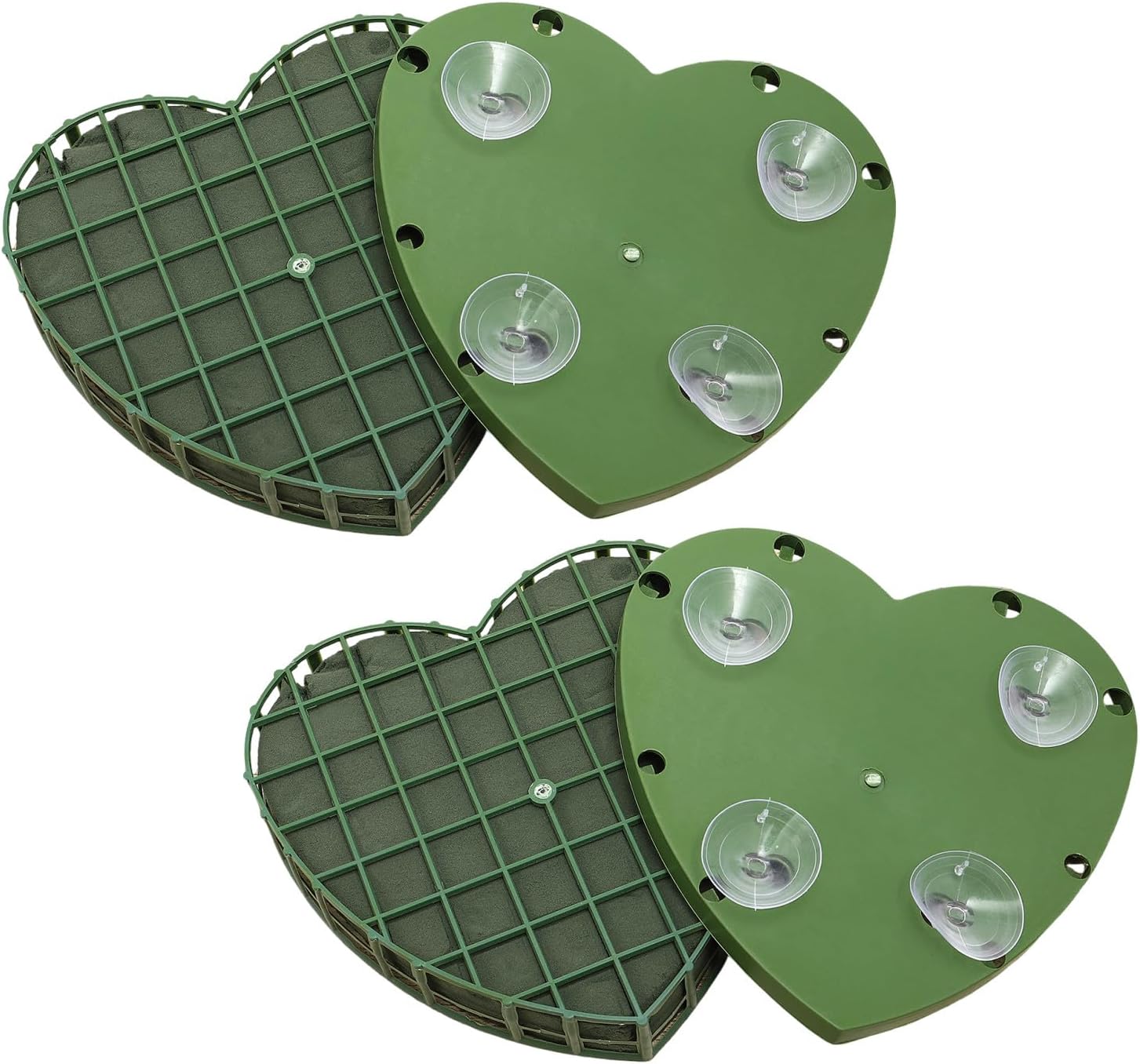 SEWACC 2Pcs Heart Shaped Floral Foam Blocks with Suction Cups Water-Absorbing Flower Arrangement DIY Holder for Wedding Decor 7.87X7.67X1.57In image 5