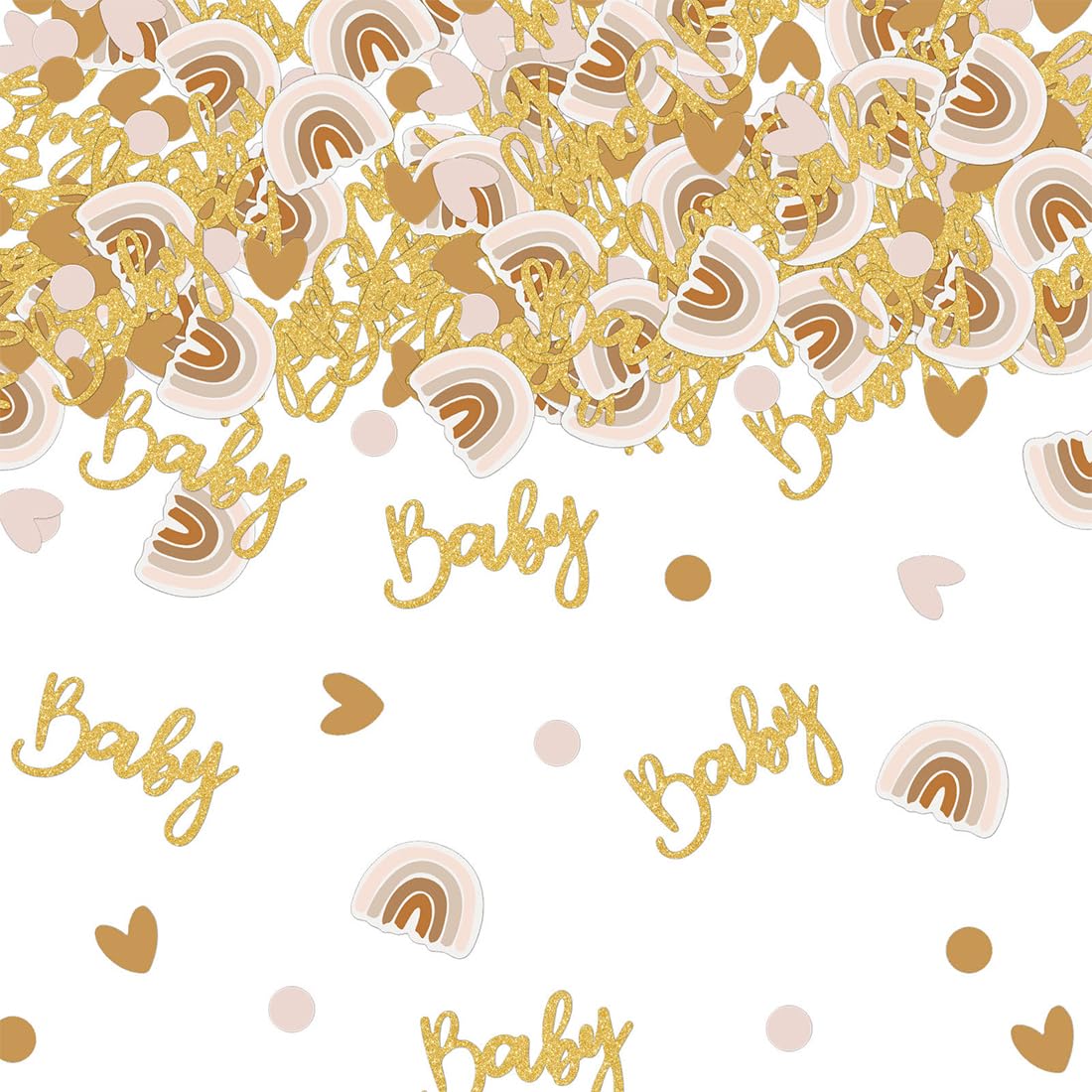 120 Coriandoli In Legno Per Battesimo E Baby Shower, Formato Misto Con Scritte Baby E Foglie, Decorazione Tavolo Naturale