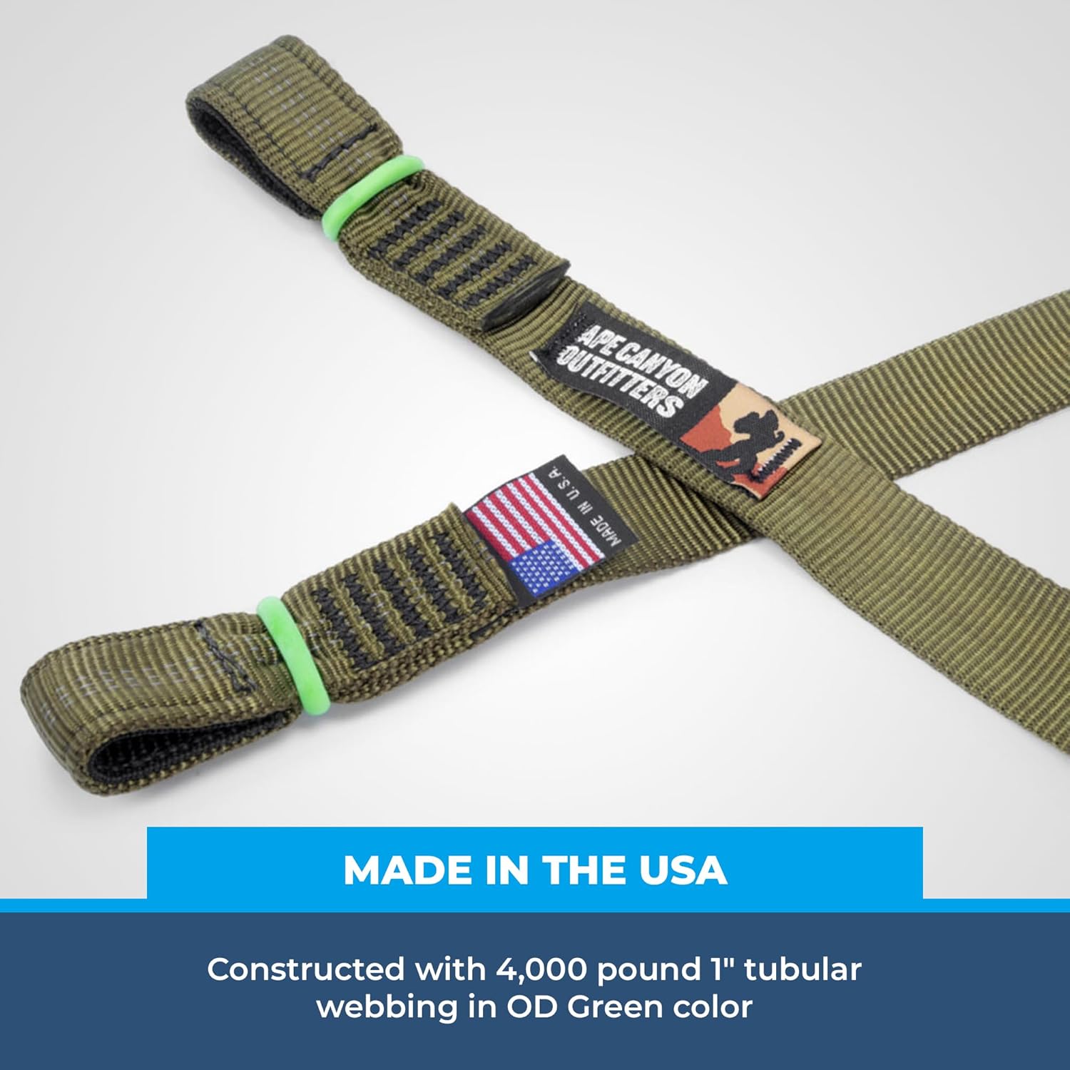 RNA Ape Canyon Outfitters Step Aider – Tree Saddle Climbing Aider. OD Green 4000-lb Tubular Webbing, CNC Sewn Ends, Lightweight Hunting Gear - 1, 2, or 3 Step Options