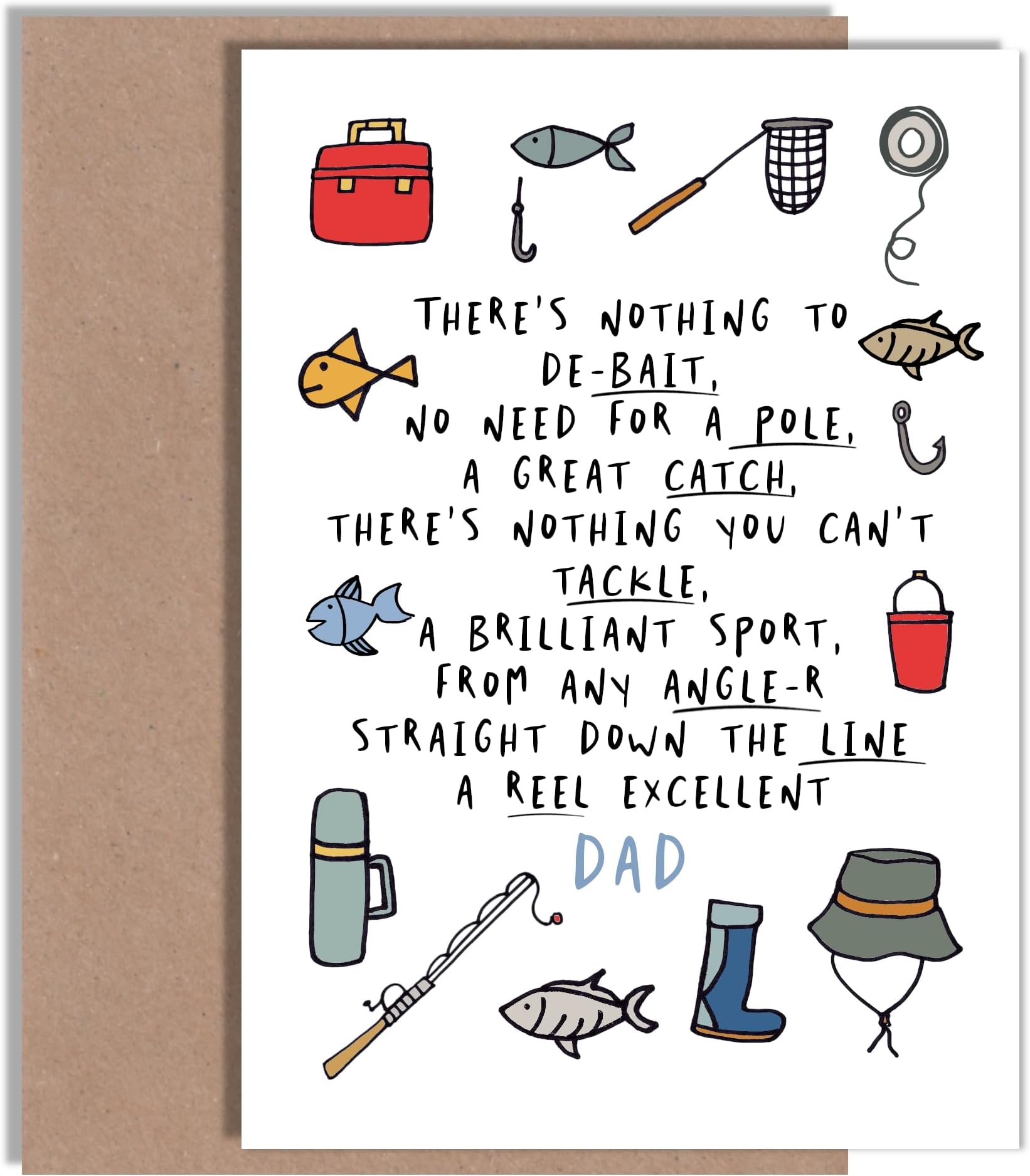 Funny Father’s Day Card for Dad Who Loves Fishing - A5 | Blank Inside ...