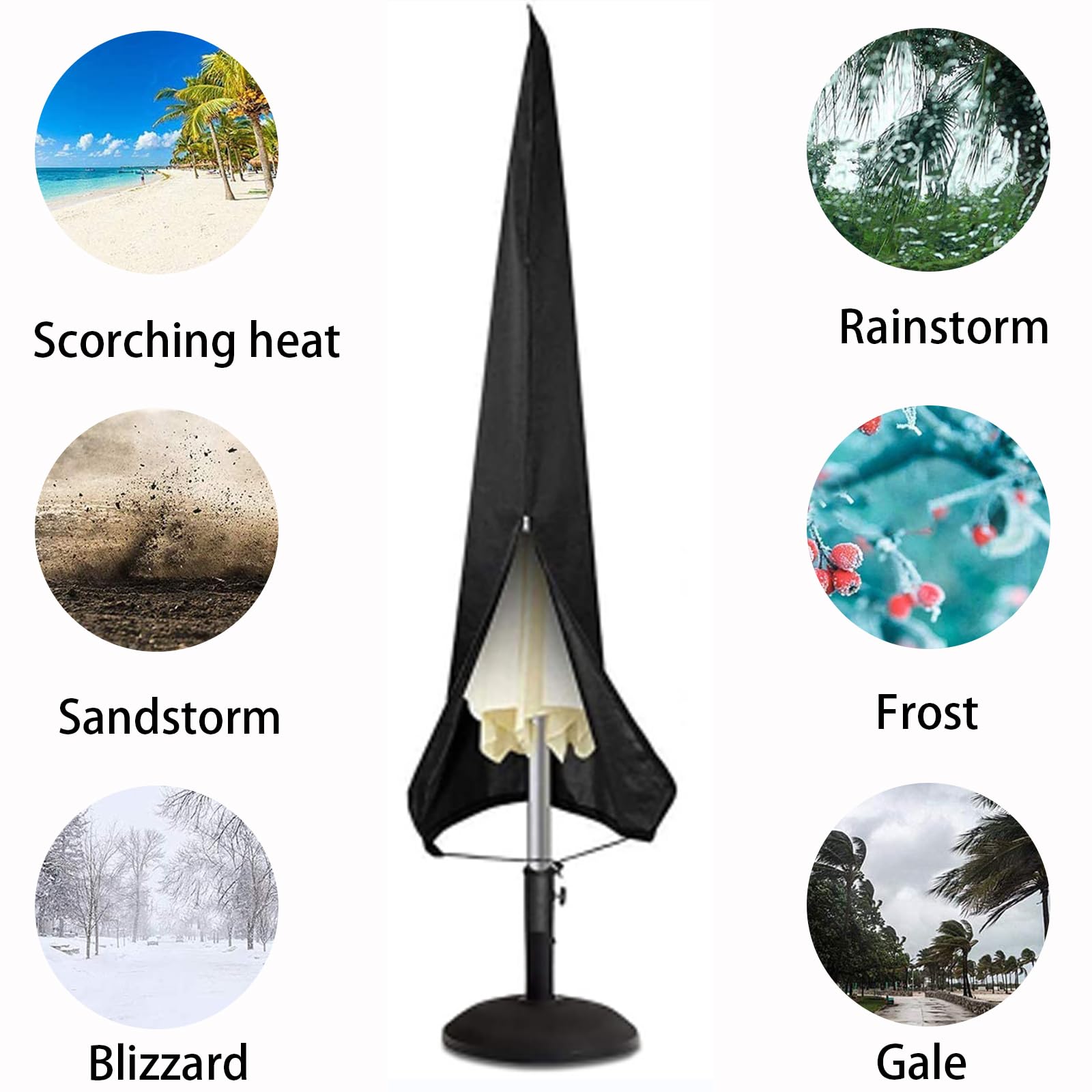 Housse De Protection Parasol 190x50x35cm Imperméable Noire - Coupe-Vent Pour Jardin