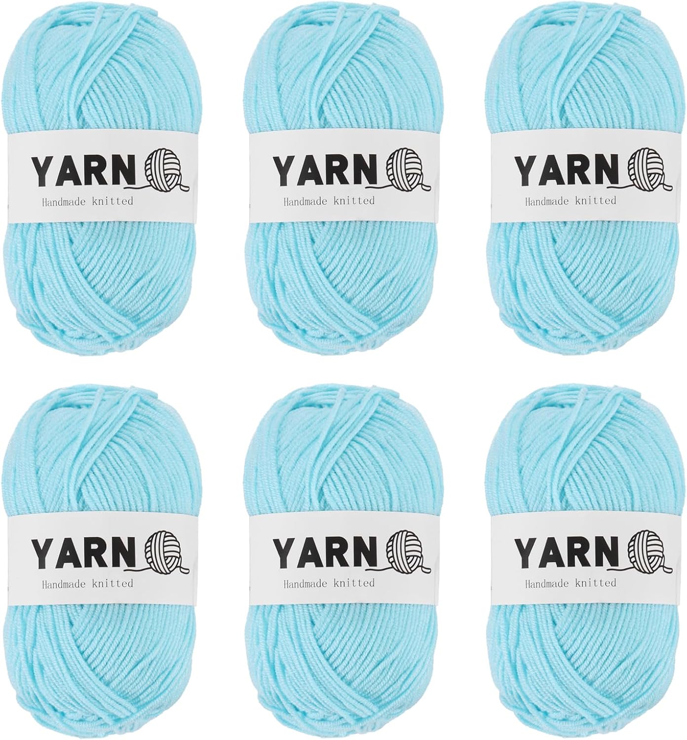 6Pcs Blue Acrylic Yarn 790 Yard 4 Ply Soft Crochet Yarns Sport Weight Yarn,[for DIY Crocheting Knitting Craft Blankets Hats]-300g