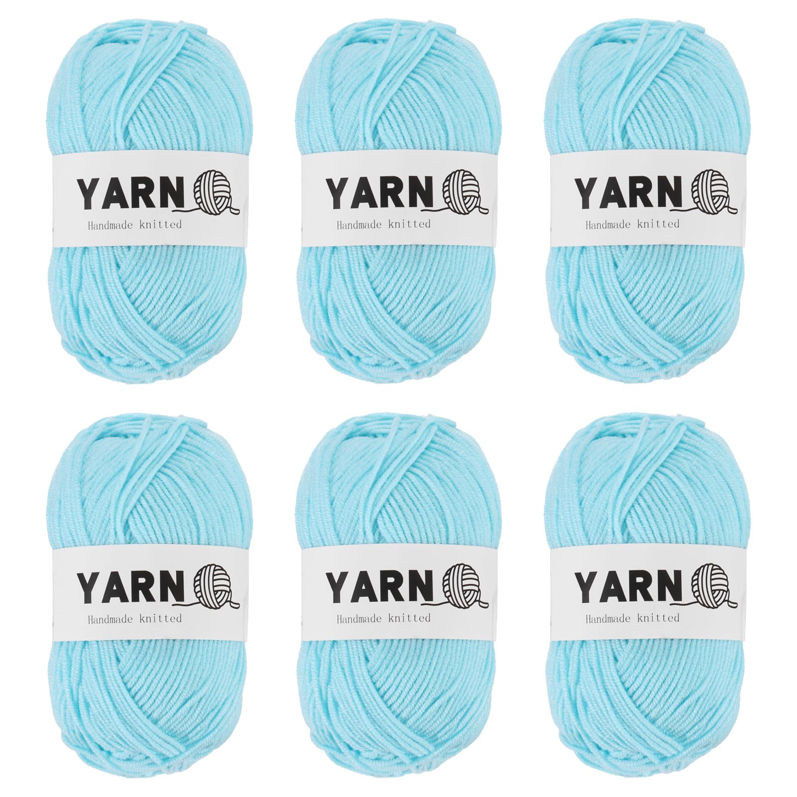 Fil acrylique bleu ciel pour crochet et tricot | Lot de 6 pelotes de 300g total