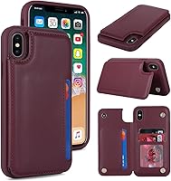 Vista 14 de iCoverCase Compatible con Funda para iPhone XR con Tarjetero, Funda de Teléfono Tipo Cartera para Hombres y Mujeres con Bloqueo RFID de Piel Beige