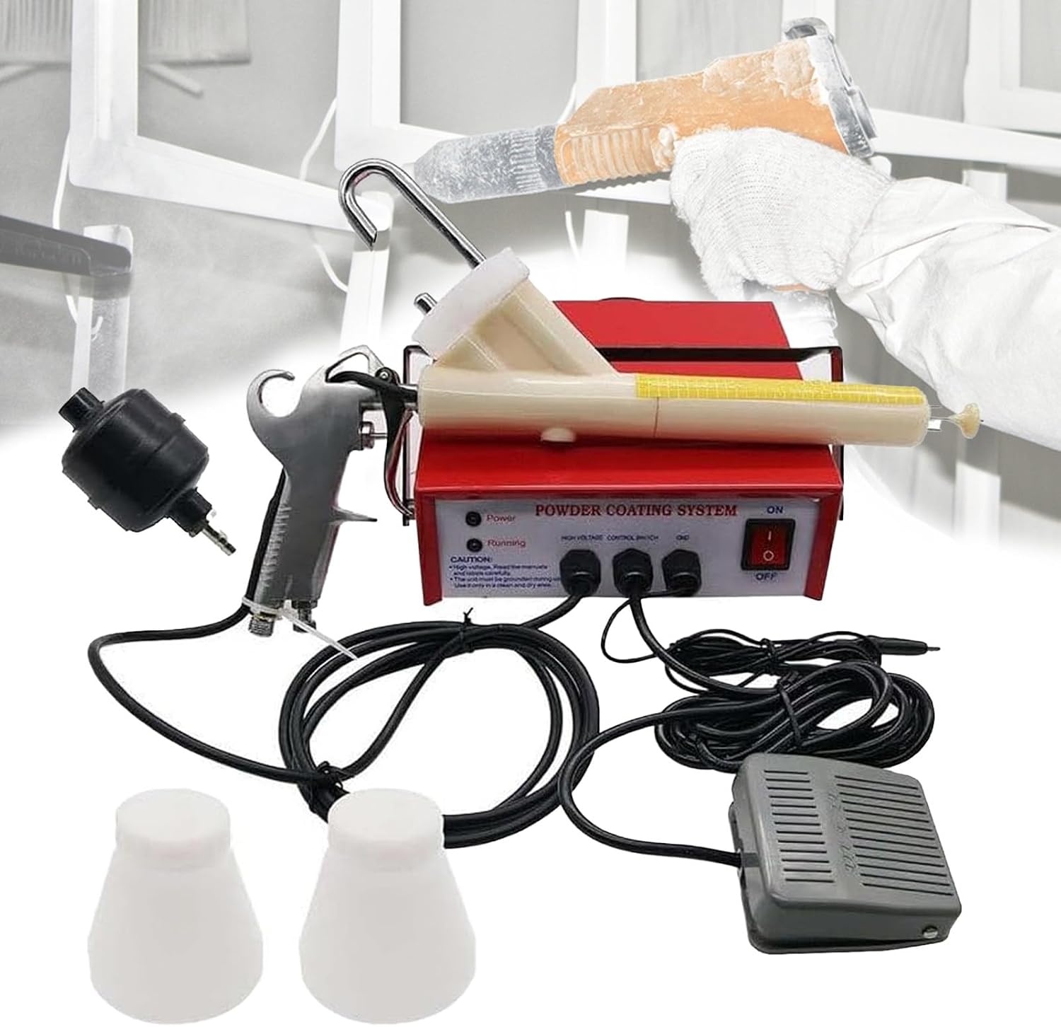 Electrostatic Powder Coating System,Powder Coating Machine,Portable Powder Coating System,Powder Coating Equipment for DIY and Pro 220v Unadjustable