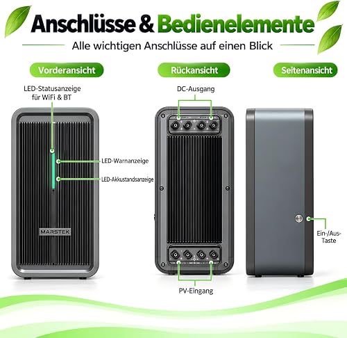 Marstek B2500D 2025 - Memoria solare da 2240 Wh per impianto fotovoltaico, 2,24 kW, espandibile, IP65, batteria LiFePO4 - 4