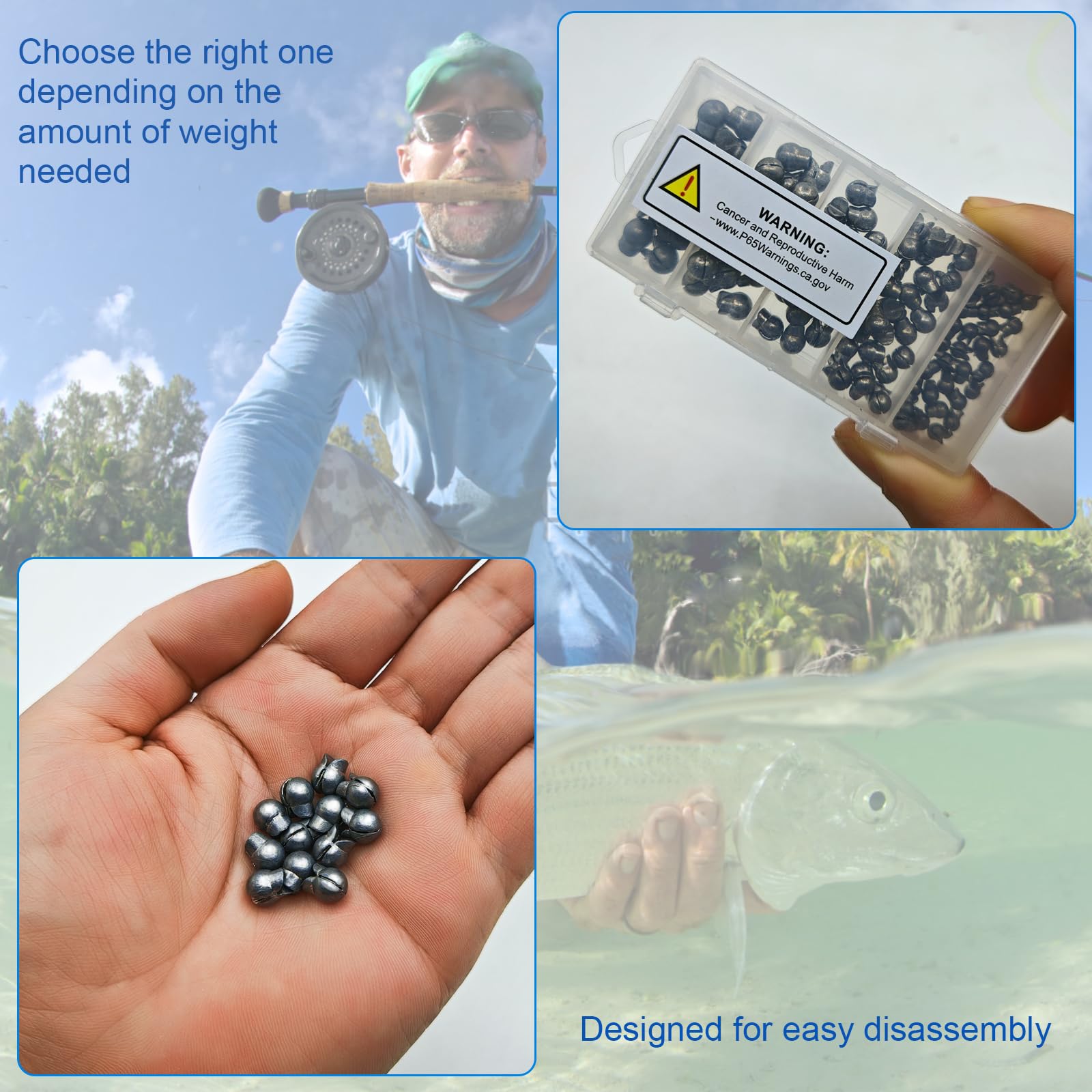 SANWEAL120PCS/200PCS Fishing Weights Sinkers - Premium Split ShotFishing Weights Sinkers - Round Removable Fishing Sinkers - 5/6 Sizes