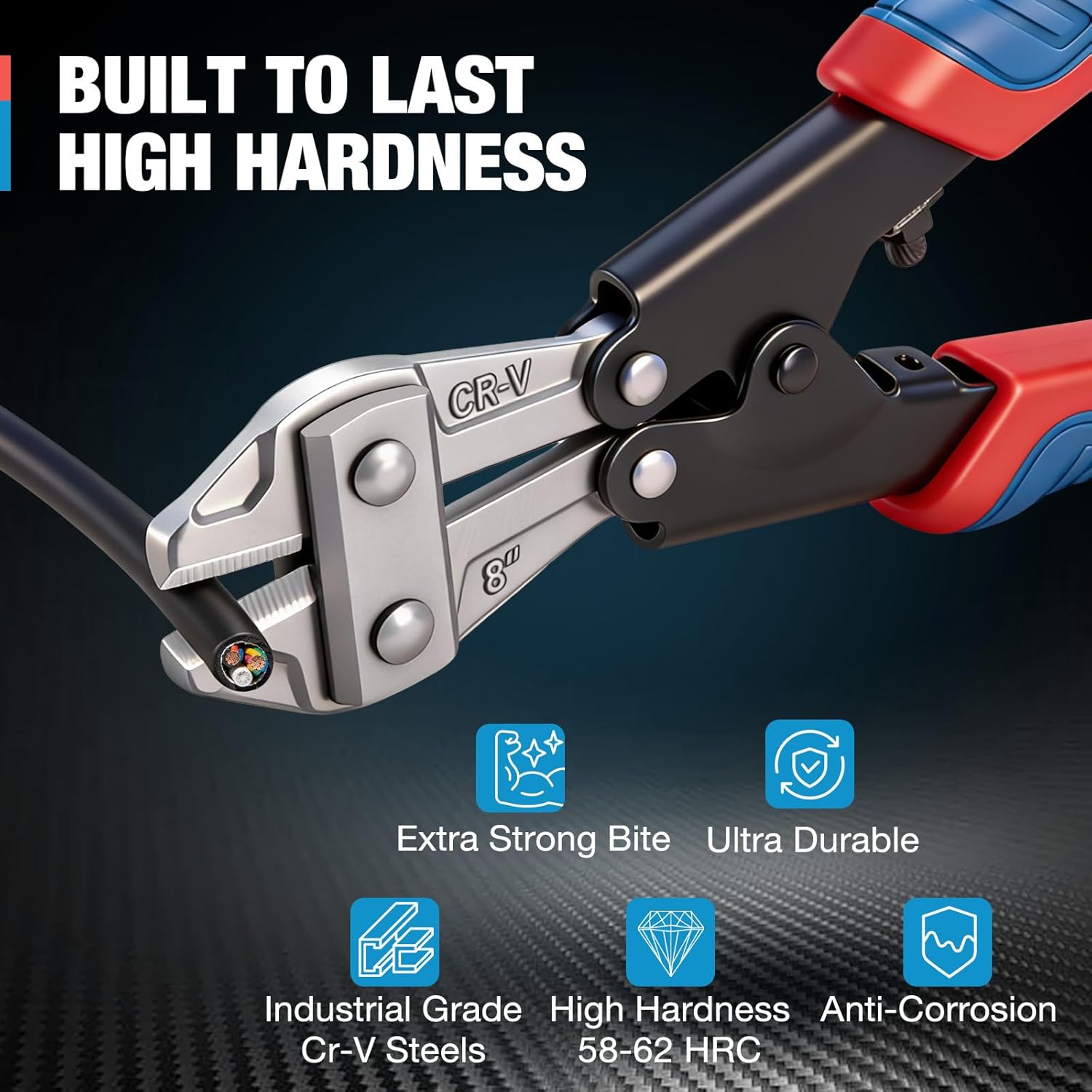 8-Inch Mini Bolt Cutters, Wire Cutters & Small Cable Snips for Steel, Metal Rods, Fence, Jewelry & Crafting, Wire Snips Pliers with Non-Slip Grip