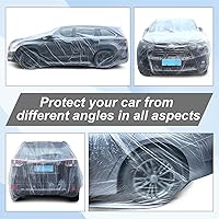 Vista 4 de BBTO 1 Juego Cubierta de Plástico para Automóvil 15.7 x 24.6 pies Cubierta Universal Desechable Transparente para Automóvil con Banda Elástica