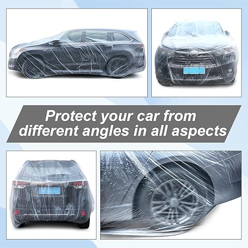 Miniatura 4 de BBTO Juego de 10 fundas de plástico para automóvil de 15.7 x 24.6 pies, funda universal desechable transparente con banda elástica, impermeable, a