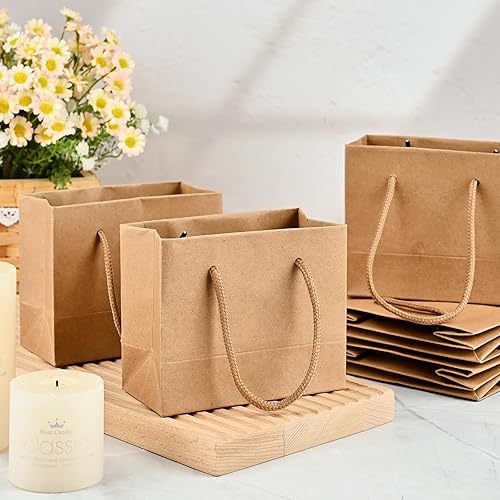 Miniatura 5 de mauproy Paquete de 24 mini bolsas de regalo, bolsas de papel de 4.7 x 3.9 x 2.4 pulgadas con asas, pequeñas bolsas de regalo para regalos de