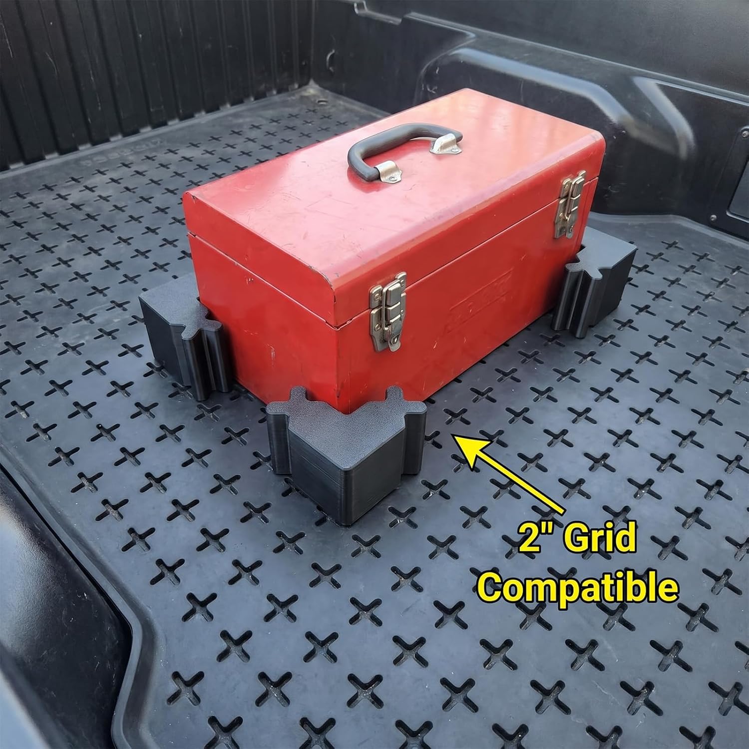 4 Pack Truck Bed Cargo Blocks for 2-Inch Grid Mat Systems,Stationary Blocker for Truck Cargo Management Systems, Keep Tools, Box & Gear from Sliding in Pickup Truck Bed(2" Slot)