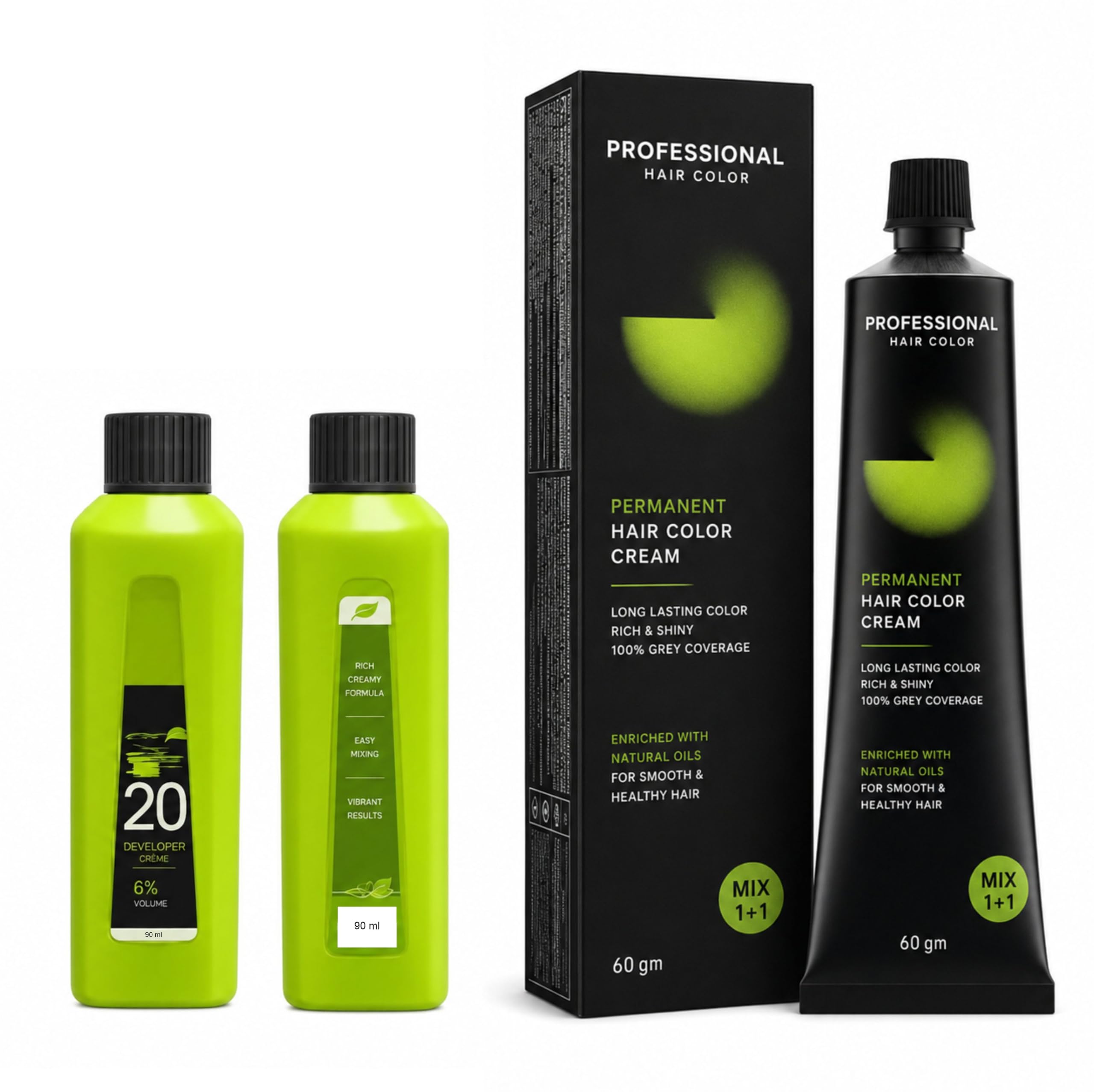 ino-A Professional Ammonia Free Hair Colour Cream No. 1 Black 60g + 20 vol 6% 90ml developer-picture-24