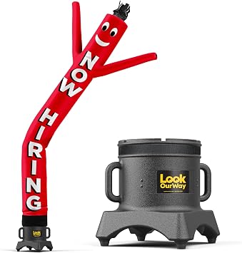 LookOurWay Air Dancers Inflatable Tube Man Set - 10ft Tall Wacky Waving Inflatable Dancing Tube Guy with 12-Inch Diameter Blower for Business Promotion - Now Hiring