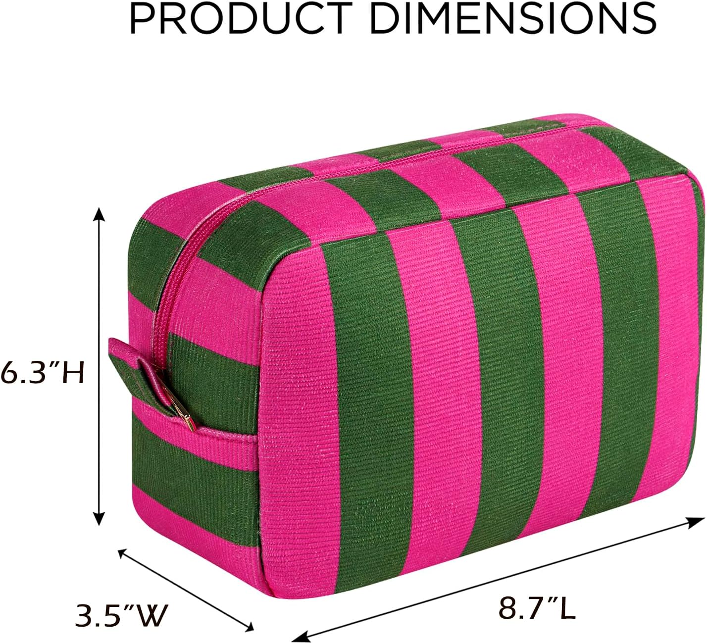 Stripe TravelMakeup Bag, Aesthetic Corduroy Cosmetic Bag, Coquette Toiletry Bag, Accessories Storage Bag for Women Girls,Girls Handbags Purses(04Rose Red&Green) image 2