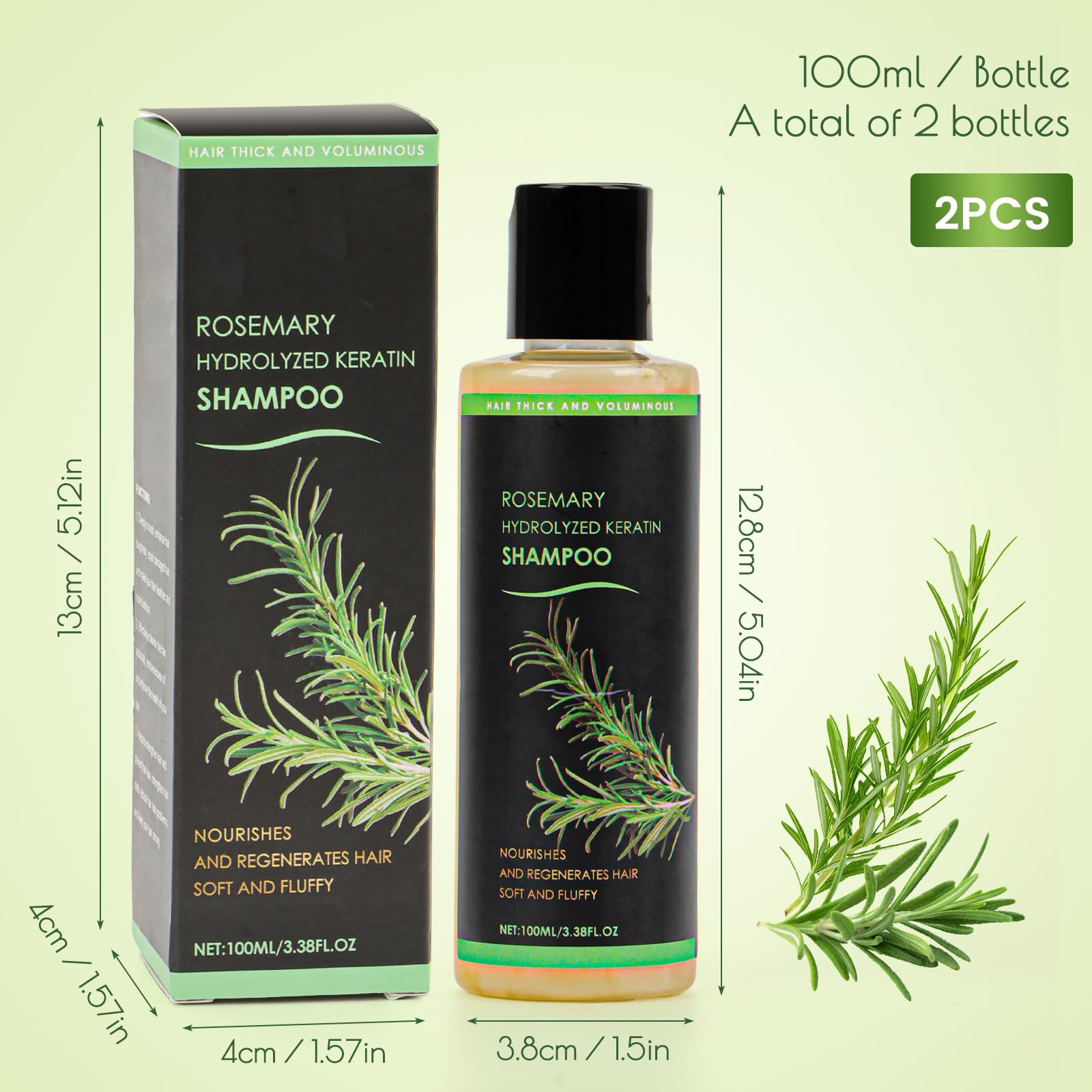 Shampoo au romarin pour la croissance des cheveux, shampooing organique au romarin Hair Growth Shampoo, épaississant naturel et fortifiant à la kératine hydrolysée contre la perte de cheveux fins et