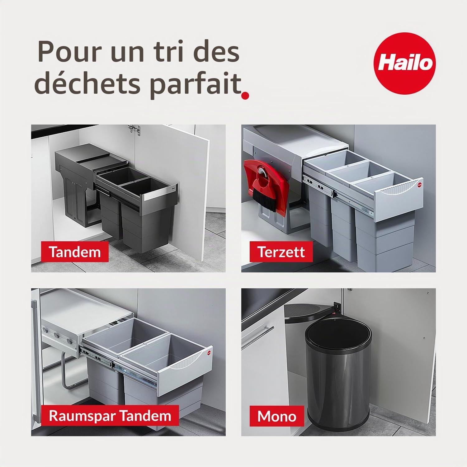Hailo Poubelle 3666911 - Single Box 28 l - Pour armoires inférieures à partir de 40 cm - Extension télescopique à la main - Anthracite (1 x 28 l)