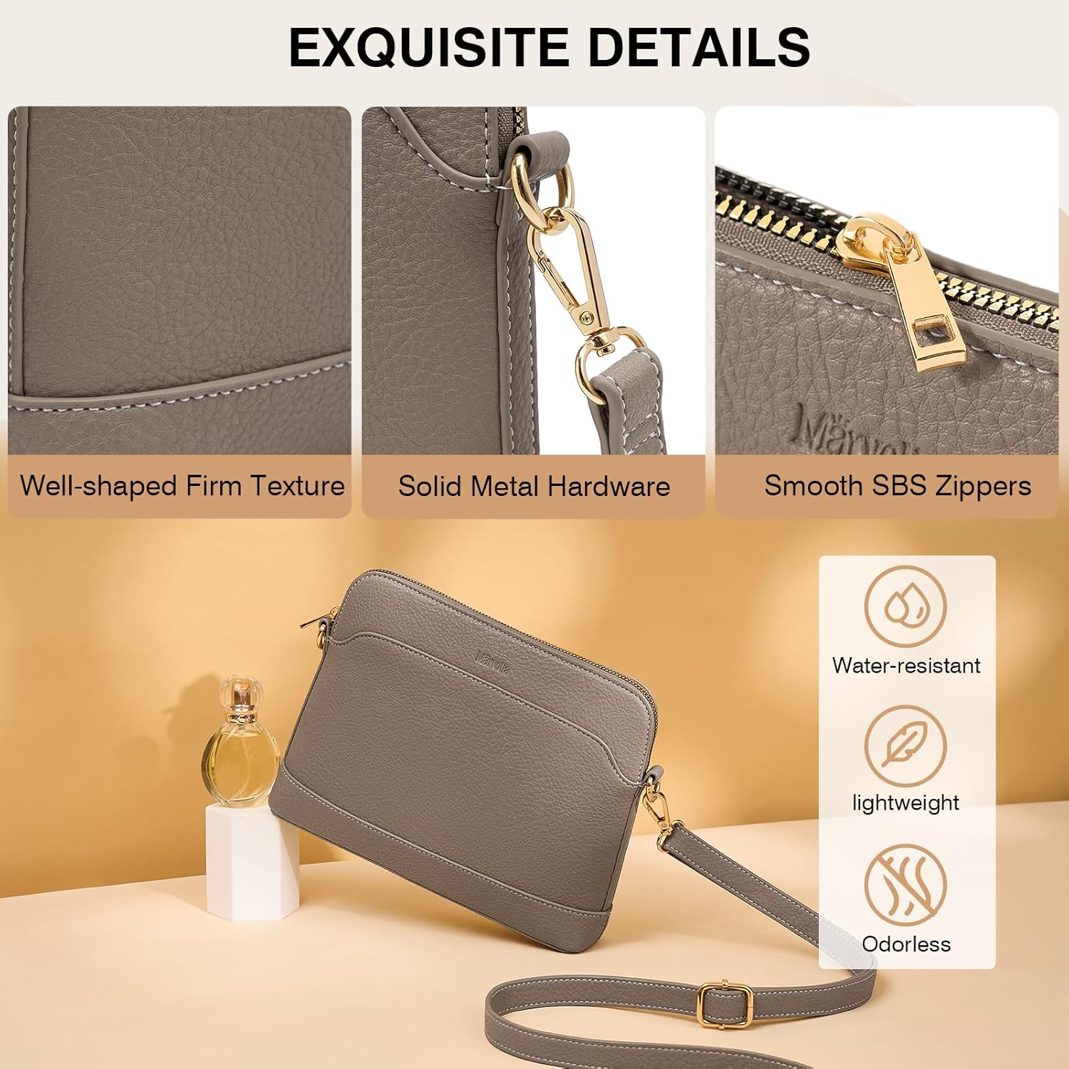 Marvolia Crossbody Bags for Women - PU Leather Cross Body Purses Trendy Womens Small Shoulder Bag for Travel Work Party - Image 5