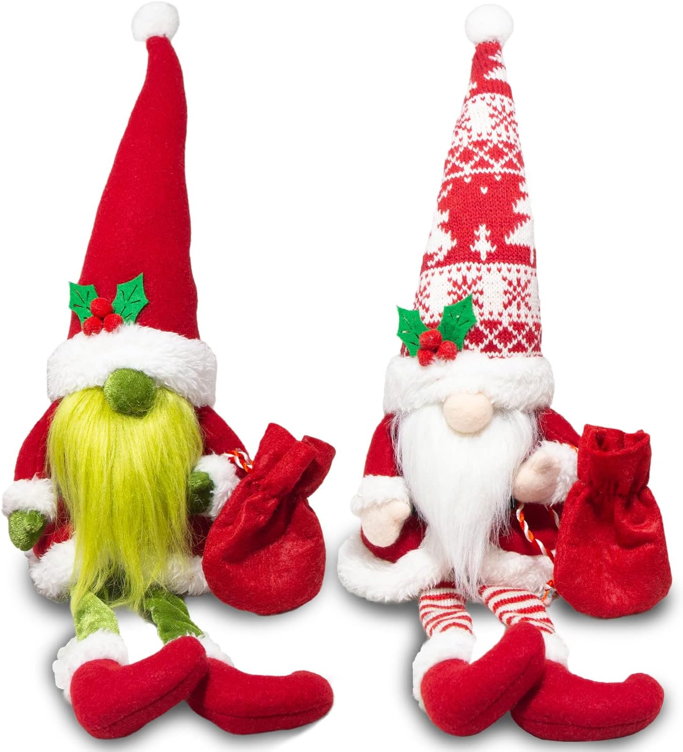 2PCS Christmas Gnomes Decorations for Home Holiday Party Gifts Elf Santa Gnome Ornaments Tiered Tray Decor