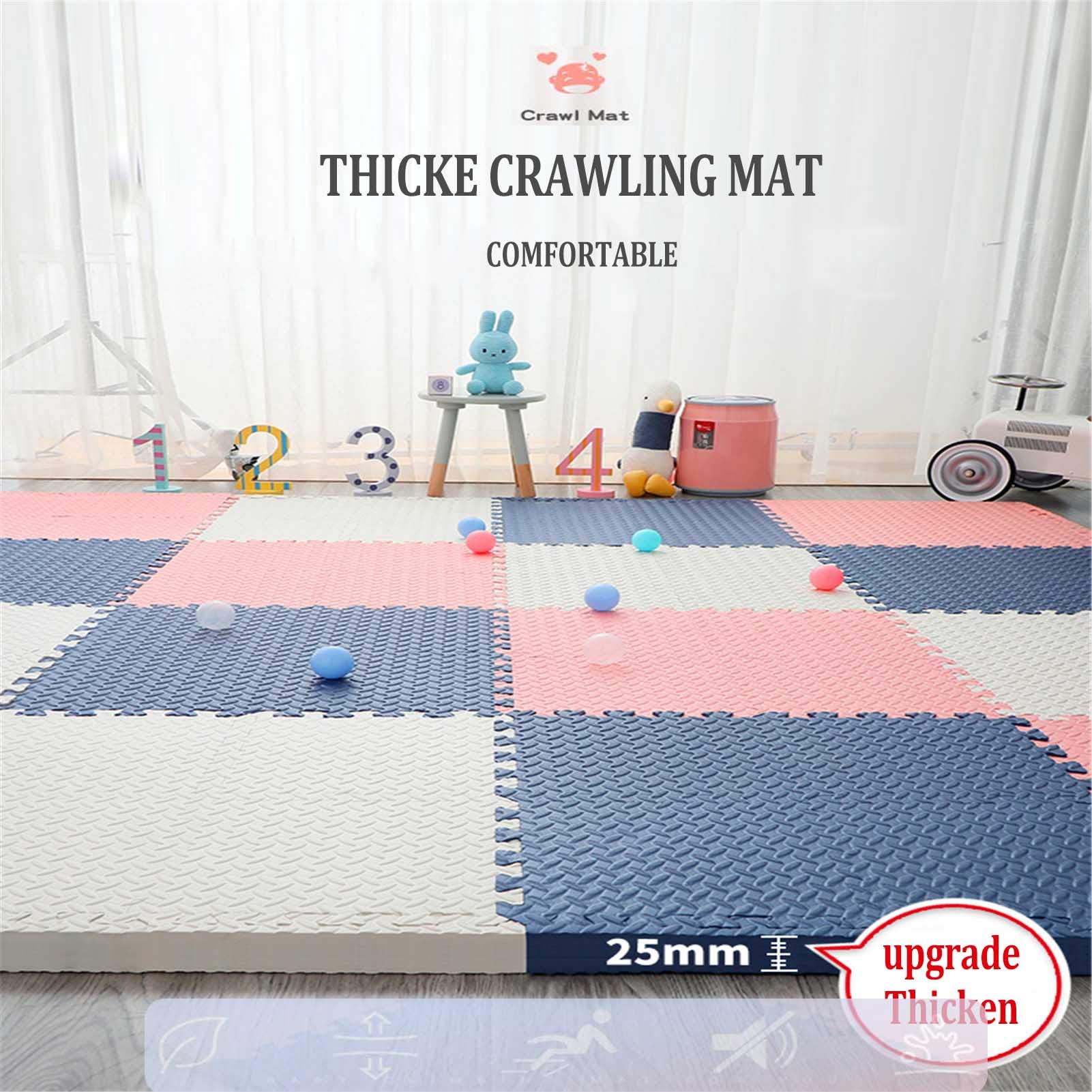 Tappetino Da Gioco in Schiuma Per Bambini, Tappetino in Schiuma Puzzle Portatile, Protezione Del Pavimento, Adatto Per Palestra, Area Giochi Per Bambini, Esercizio Fisico, Yoga,White+gray+dark blue,24