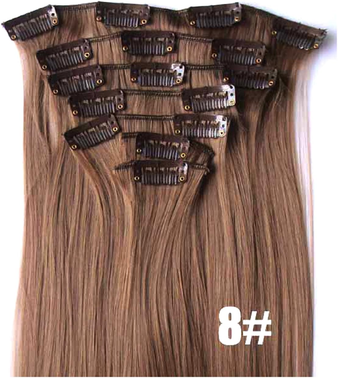 Clip Hair Extensions 12/613# Light Brown with Bleach Blonde 7pcs 70g (22")
