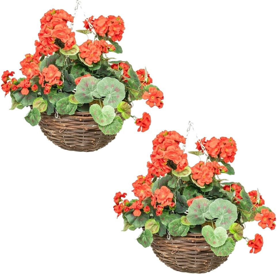 Primrose Premium Large Artificial Outdoor Hanging Baskets With Flowers