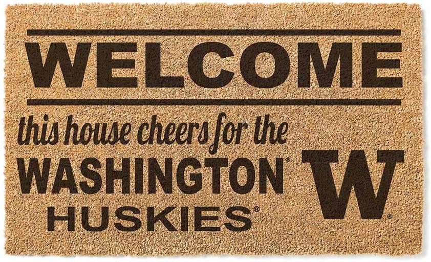 KH Sports Fan Welcome Coir, 18x30 Inches, Outdoor Rug Display Your Team Spirit with This Unique Washington Huskies Doormat, Multi