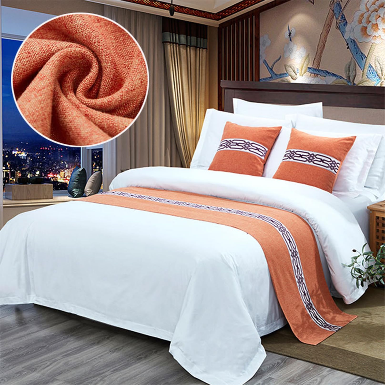 Luxury Bed Runner Bed Scarf for Bedding Decor Modern Blankets Bedspread Hotel Bed Cover Protection for Bedroom Orange