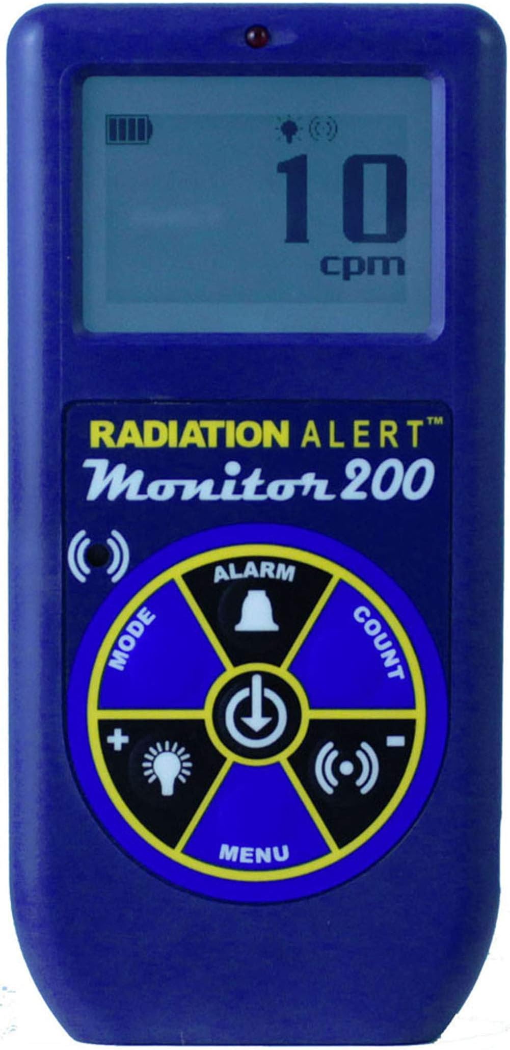 Monitor200 Radiation Detector, for Alpha Beta Gamma and X-Rays, Small Window GM Detector, Protective Boot, Blue