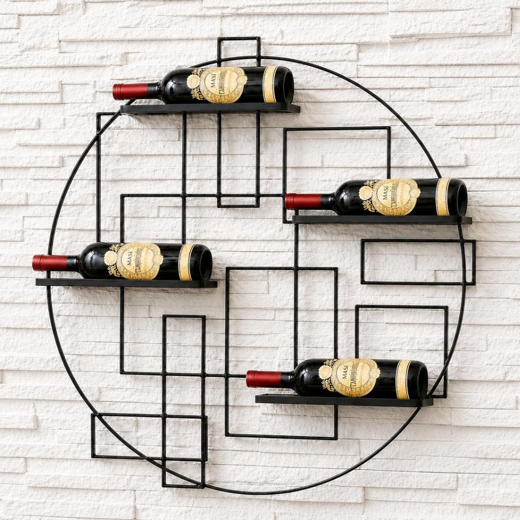 DanDiBo Scaffale vini “Pi4” Supporto bottiglie in metallo 80 cm Porta bottiglie Scaffale a parete Scaffale