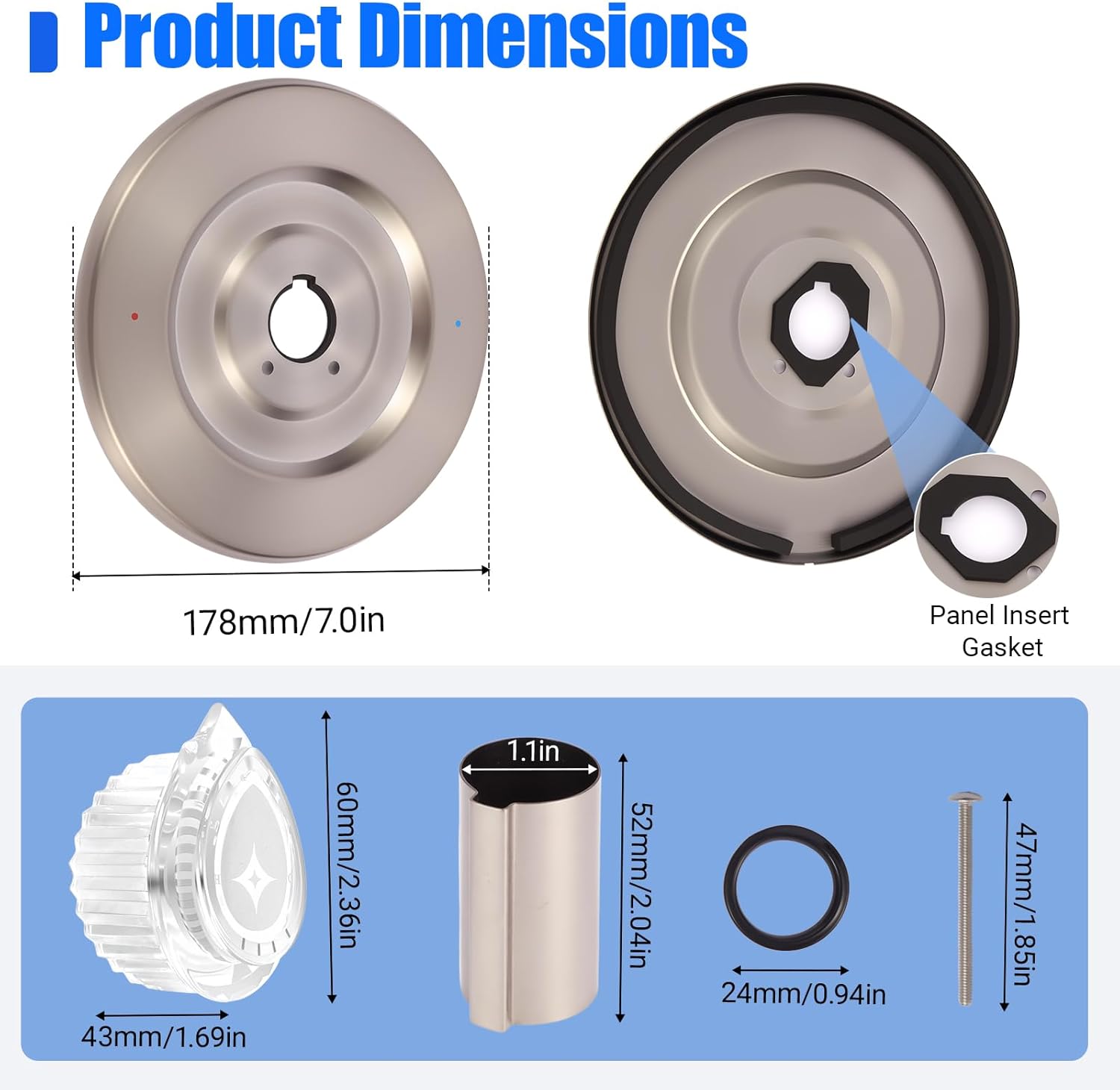 2 Set Tub and Shower Trim Kit Compatible with Moen Chateau T470 Single Handle Tub shower Standard Valve, Includes Screws Tubes and Handles Shower Faucet Trim Kit (2 Set,Brushed Nickel)