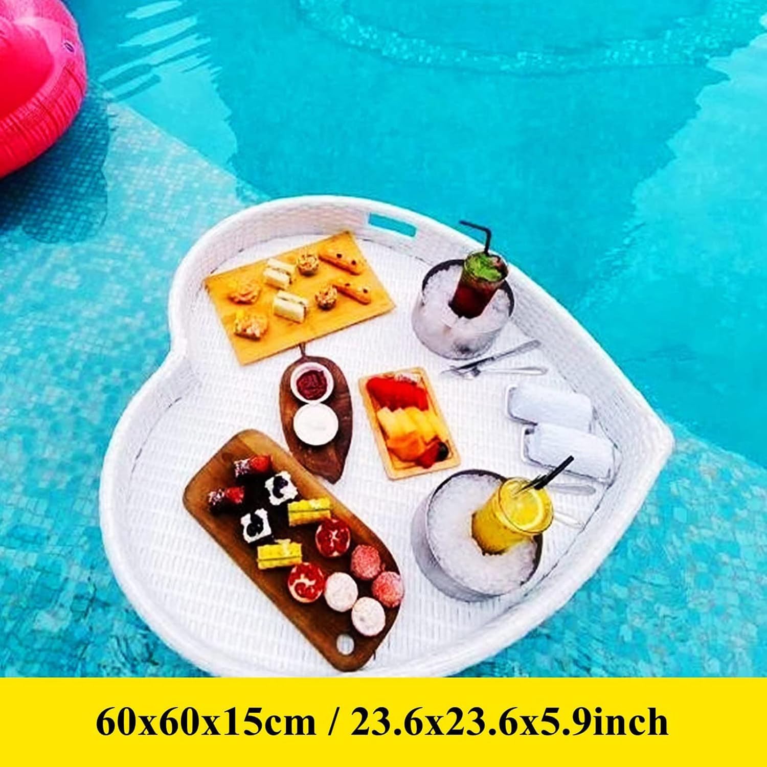 ANXYYDS Bandeja Flotante de Lujo para Piscina - Bandeja Flotante para Piscina - Elegante Bandeja de Desayuno en el Agua - Barra Flotante para Piscina Brown