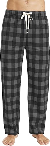 HiddenValor Mens Plaid Cotton Pajama Lounge Pants (Black/Grey, XX-Large)