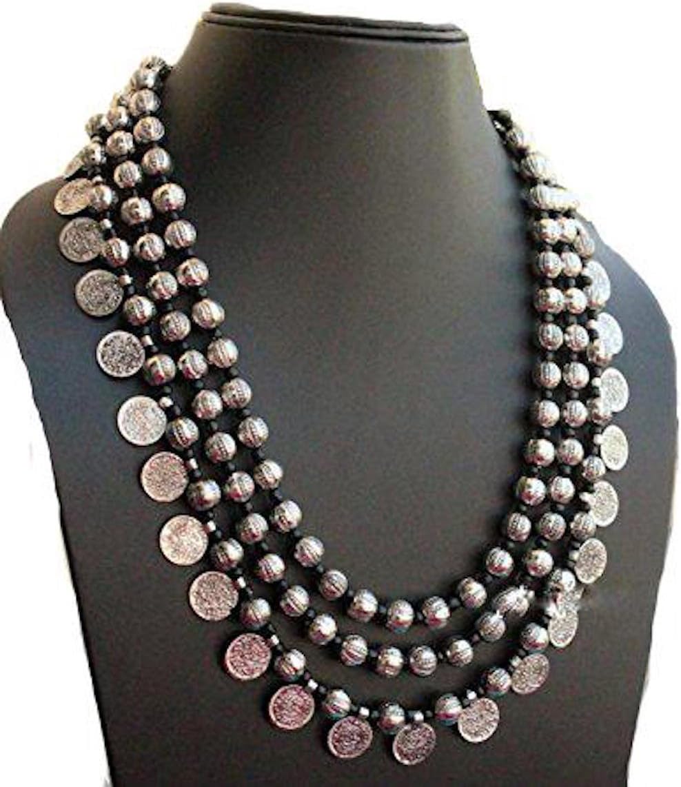 Salaam namaste Afghani three layer german silver coin necklace celebrity style