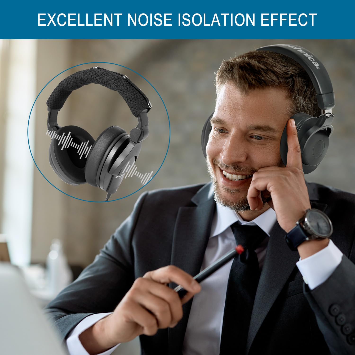 GVOEARS - Almohadillas de gel refrigerante para auriculares Sennheiser HD280 HD280 Pro HD281 HMD280 HMD281, almohadillas de repuesto profesionales, espuma viscoelástica suave y grosor añadido (negro)
