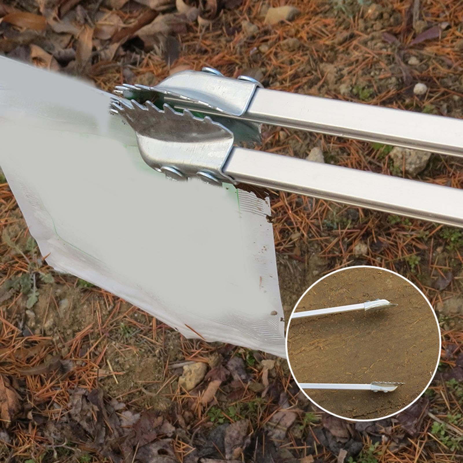 Pinza de Basura Recogedor con Mango Largo Herramienta Asistente para Alcanzar Objetos Varilla Recogedora de Residuos Elaborada en Aleación de Aluminio, Punta de Hierro