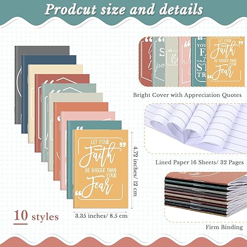 Miniatura 2 de Fulmoon 120 Pcs Christmas Motivational Pens Notebook Gifts Bulk Inspirational Quote Ballpoint Pen Small Pocket Notepads Mini Journals Appreciation