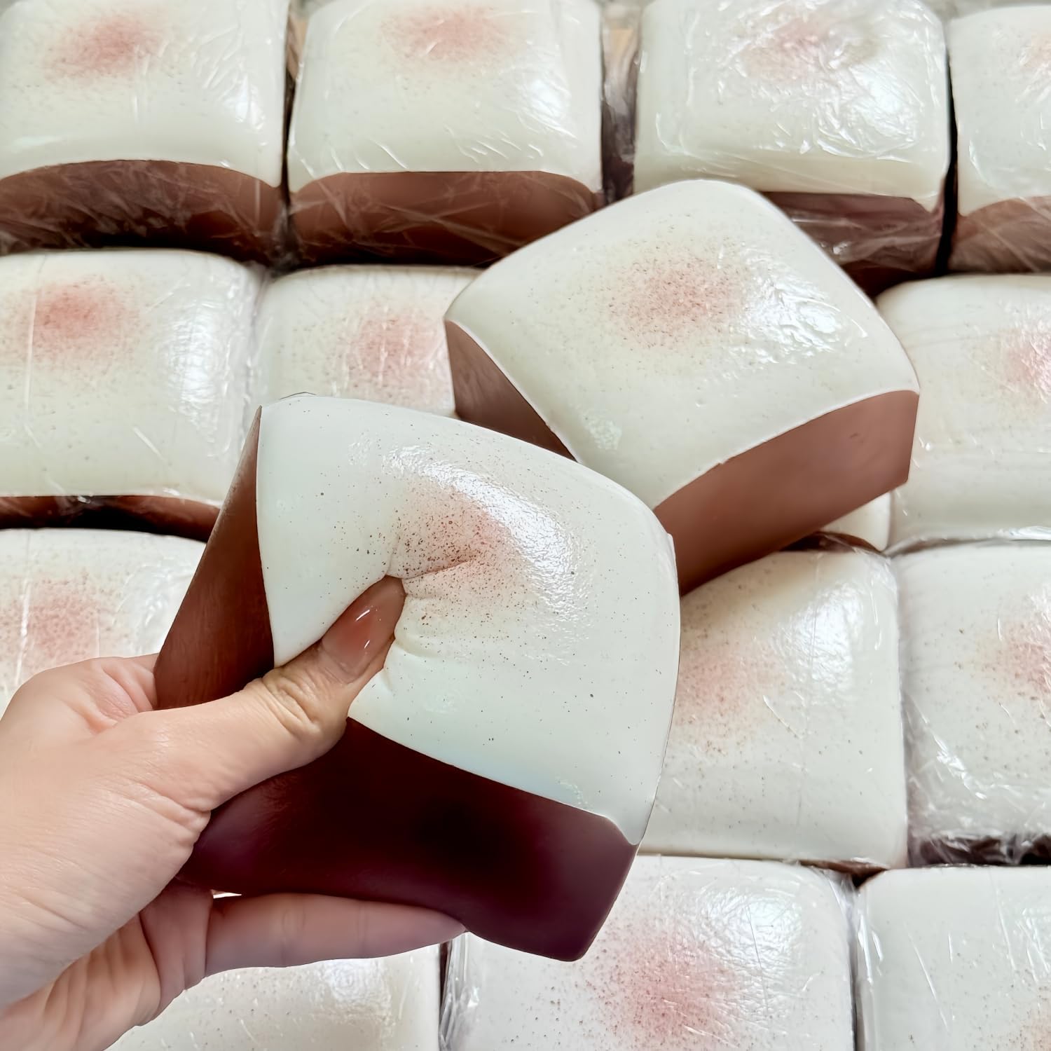 Slow Rising Bread Squishy Toast, Sticky Food Squishies & Soft Foam Stress Relief Squeeze Toy, Sensory Squishy Fidget Desk Decor Stress Ball Alternative (Brown)