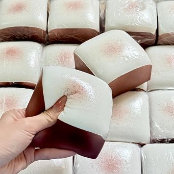 Super Thick Bread Slow Rising Squishy Toast, Sticky Food Squishies & Soft Foam Stress Relief Squeeze Toy, Sensory Butter Squishy Fidget Desk Decor Stress Ball Alternative Brown